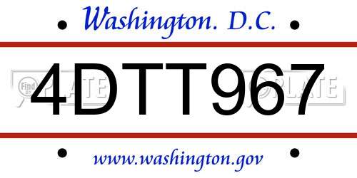 4DTT967 District Of Columbia License Plate