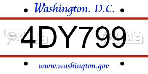 4DY799 District Of Columbia License Plate