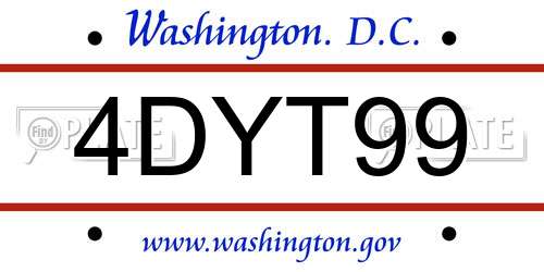 4DYT99 District Of Columbia License Plate
