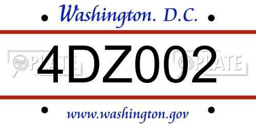 4DZ002 District Of Columbia License Plate