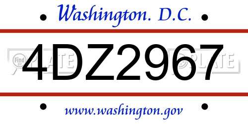 4DZ2967 District Of Columbia License Plate