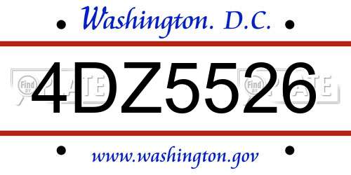4DZ5526 District Of Columbia License Plate