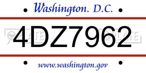 4DZ7962 District Of Columbia License Plate