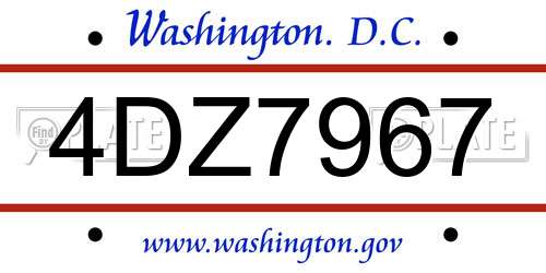 4DZ7967 District Of Columbia License Plate