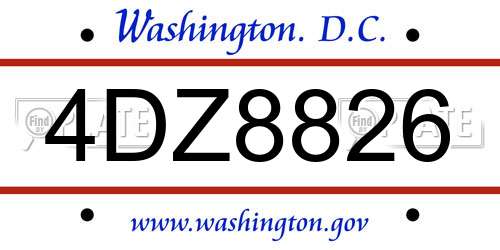 4DZ8826 District Of Columbia License Plate