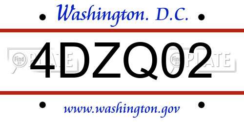 4DZQ02 District Of Columbia License Plate