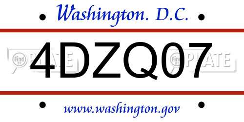 4DZQ07 District Of Columbia License Plate
