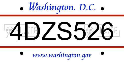 4DZS526 District Of Columbia License Plate