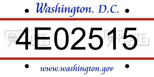 4E02515 District Of Columbia License Plate