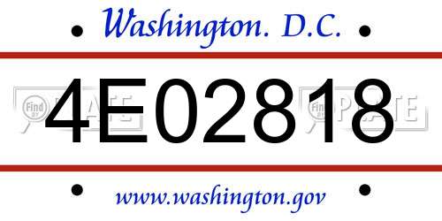 4E02818 District Of Columbia License Plate