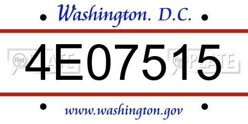 4E07515 District Of Columbia License Plate
