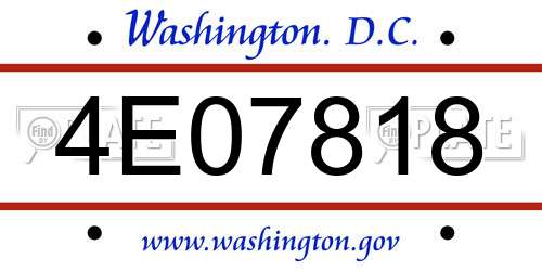 4E07818 District Of Columbia License Plate