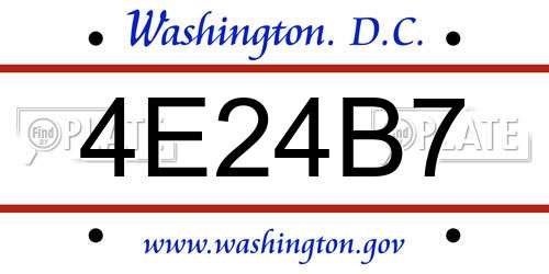 4E24B7 District Of Columbia License Plate
