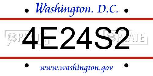 4E24S2 District Of Columbia License Plate