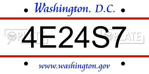 4E24S7 District Of Columbia License Plate