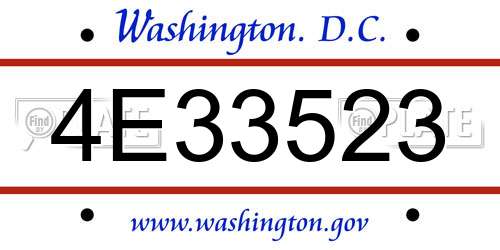 4E33523 District Of Columbia License Plate