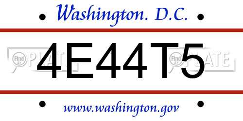 4E44T5 District Of Columbia License Plate