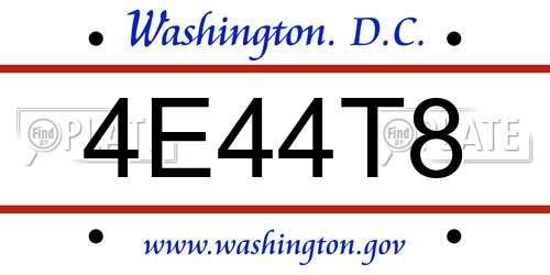 4E44T8 District Of Columbia License Plate
