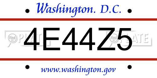 4E44Z5 District Of Columbia License Plate