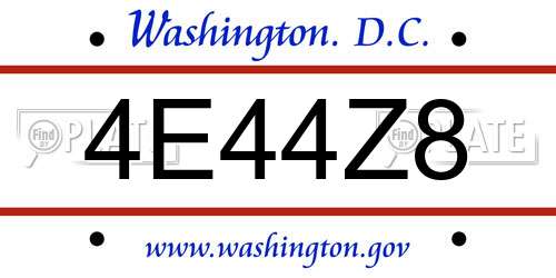 4E44Z8 District Of Columbia License Plate