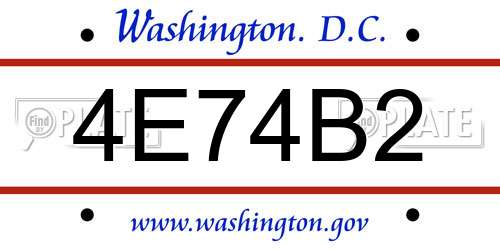 4E74B2 District Of Columbia License Plate