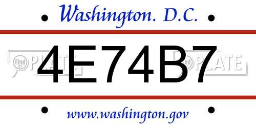 4E74B7 District Of Columbia License Plate