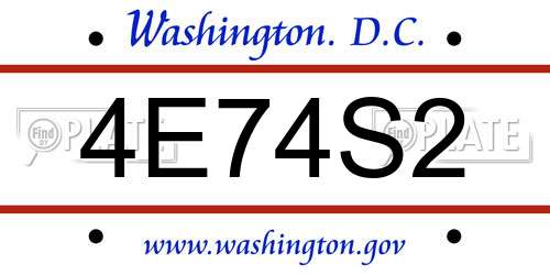 4E74S2 District Of Columbia License Plate
