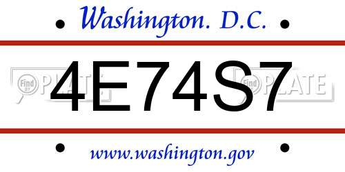 4E74S7 District Of Columbia License Plate