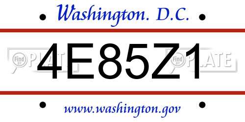 4E85Z1 District Of Columbia License Plate