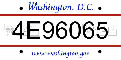 4E96065 District Of Columbia License Plate