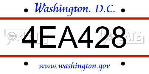 4EA428 District Of Columbia License Plate