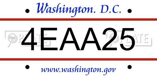 4EAA25 District Of Columbia License Plate