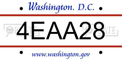 4EAA28 District Of Columbia License Plate