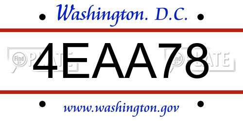 4EAA78 District Of Columbia License Plate