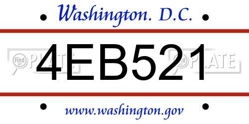 4EB521 District Of Columbia License Plate