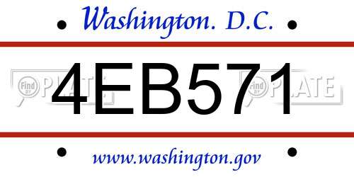 4EB571 District Of Columbia License Plate