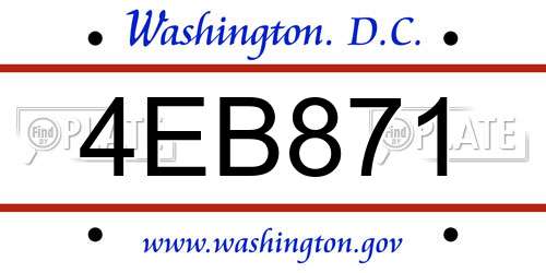 4EB871 District Of Columbia License Plate
