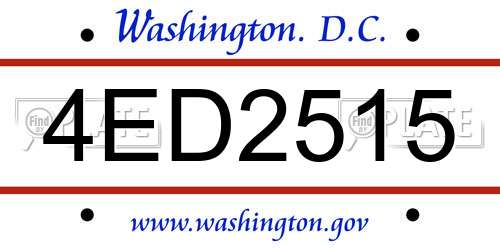 4ED2515 District Of Columbia License Plate