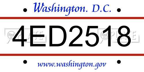 4ED2518 District Of Columbia License Plate