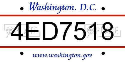4ED7518 District Of Columbia License Plate
