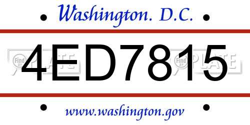 4ED7815 District Of Columbia License Plate