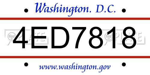 4ED7818 District Of Columbia License Plate