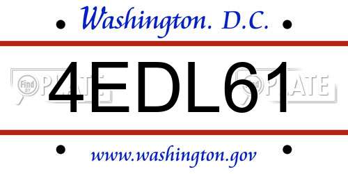 4EDL61 District Of Columbia License Plate