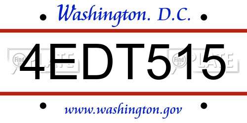 4EDT515 District Of Columbia License Plate
