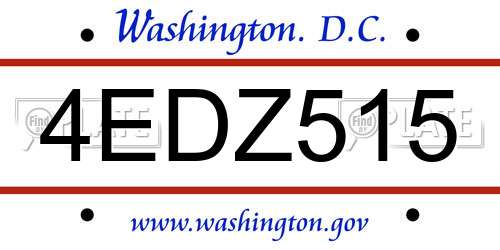 4EDZ515 District Of Columbia License Plate