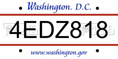 4EDZ818 District Of Columbia License Plate