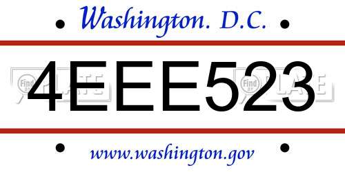 4EEE523 District Of Columbia License Plate