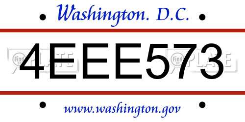 4EEE573 District Of Columbia License Plate