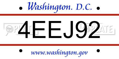 4EEJ92 District Of Columbia License Plate