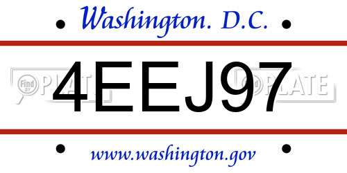 4EEJ97 District Of Columbia License Plate